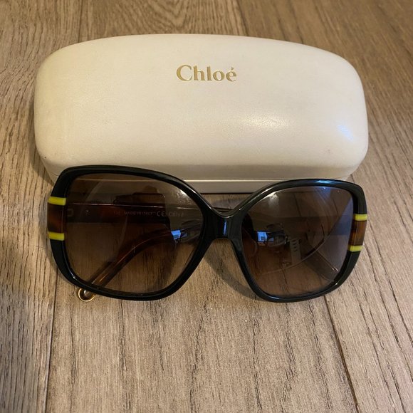 Chloe Tortoise/Green Sunglasses - Picture 1 of 5
